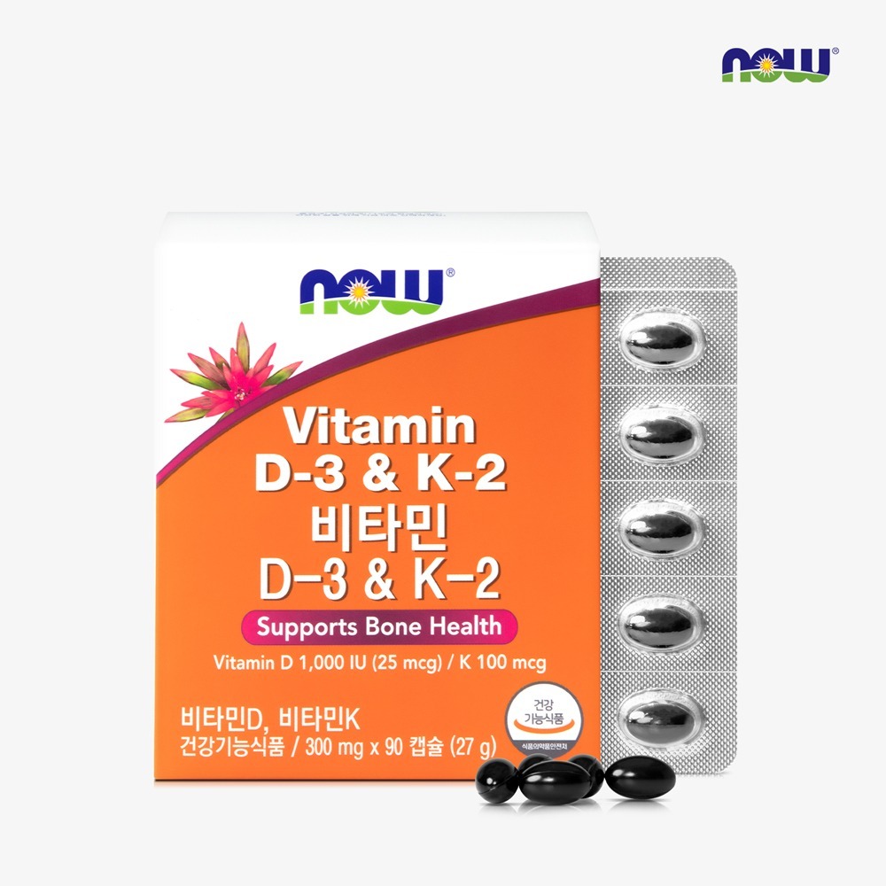 NOW Foods Vitamin D3 & K2, 90 capsules, 1 pack