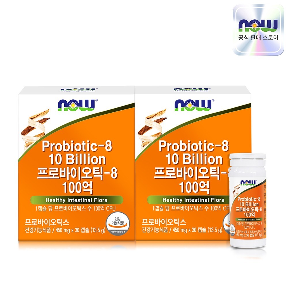 NOW Foods Probiotics-8, 100 Billion CFU, 30 capsules, 2 packs