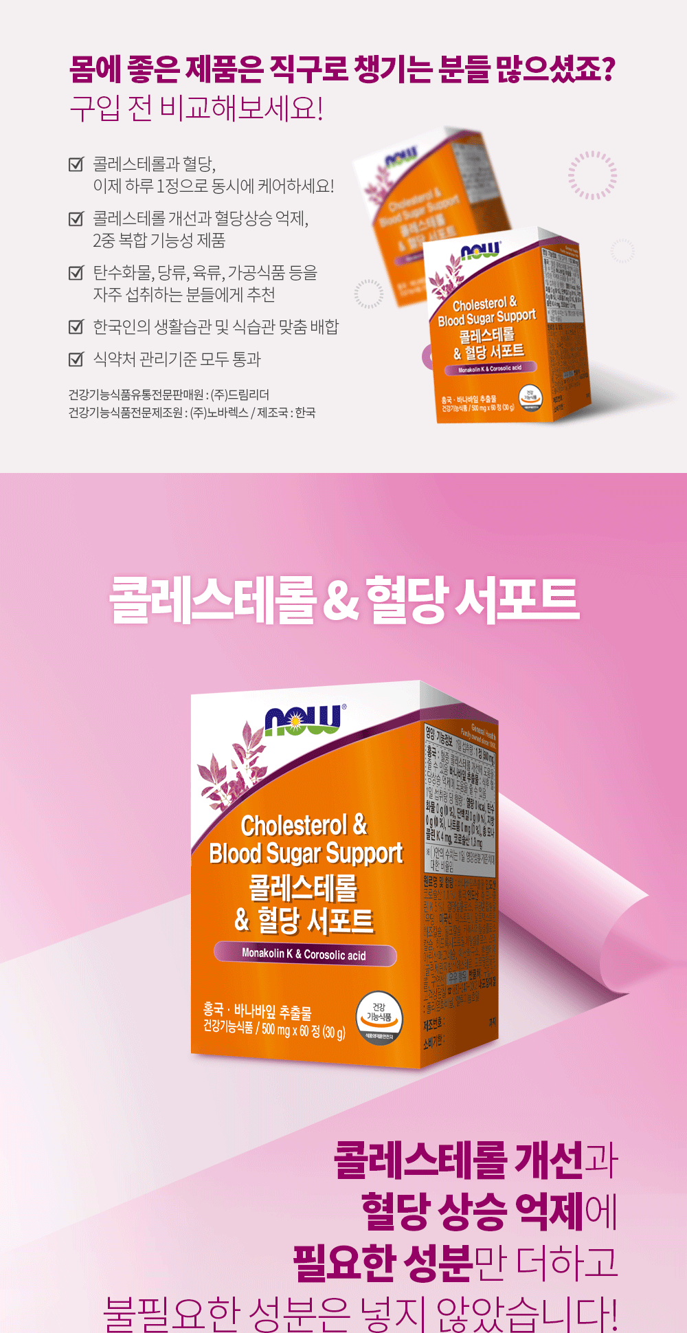 NOW Foods Cholesterol & Blood Sugar Support, 60 tablets, 1 pack