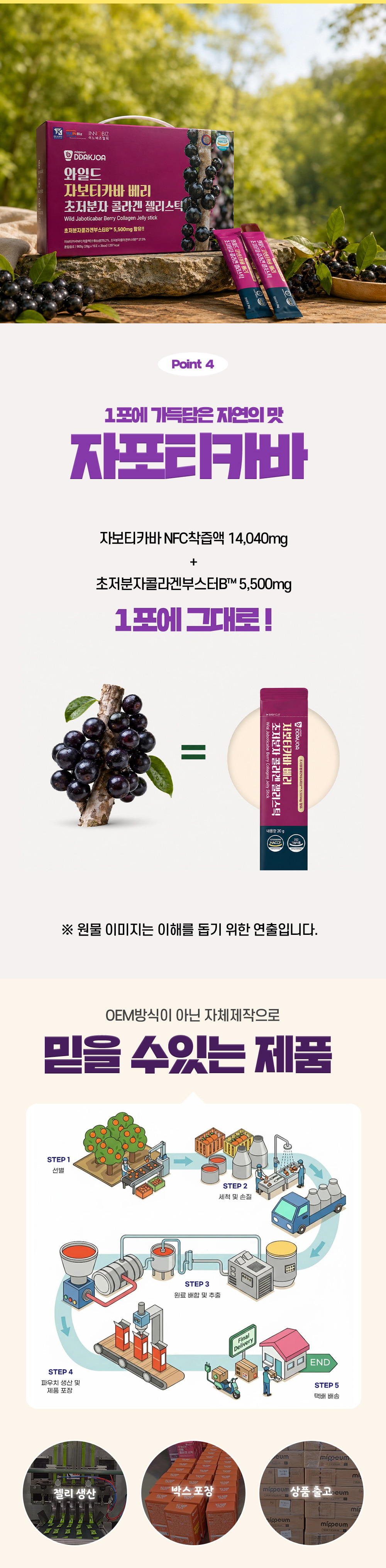 Mippeum Wild Jaboticaba Berry Collagen Jelly Sticks, 15 sticks