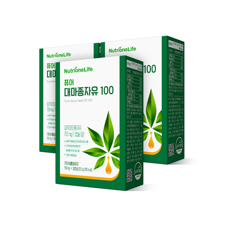 Nutrione Масло семян конопли чистое, капсулы 750 мг, 3 упаковки