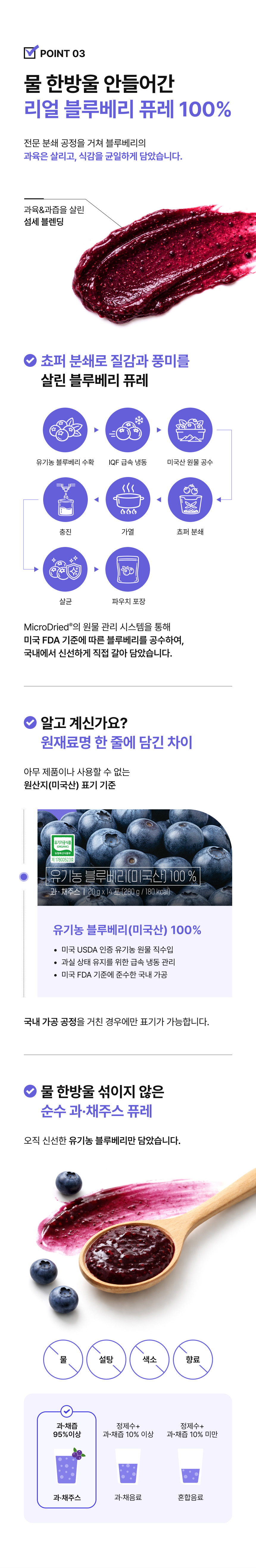 Nutrione Organic Real Blueberry Puree 100%, 14 sticks