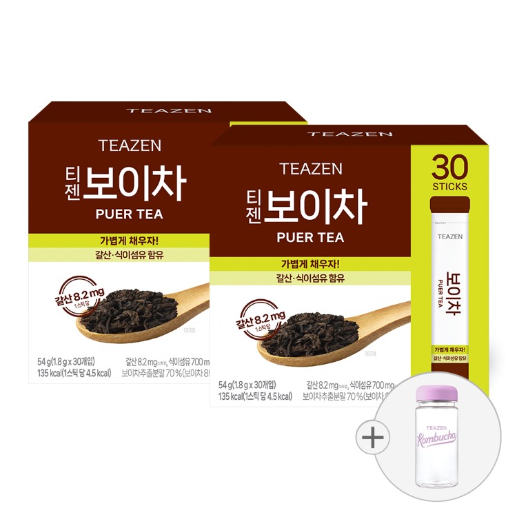 Teazen Боиха, 30 стиков, 2 упаковки с эко-бутылкой