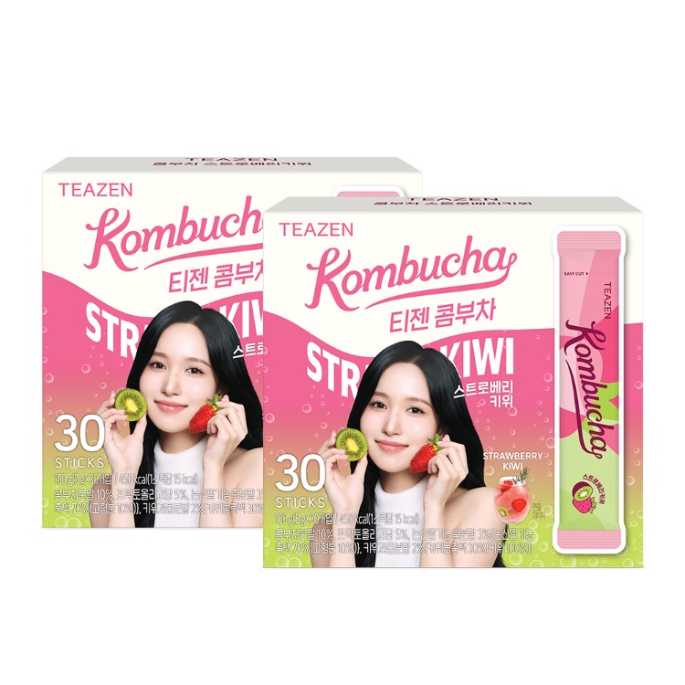Teazen Комбуча клубника киви, 30 стиков, 2 упаковки
