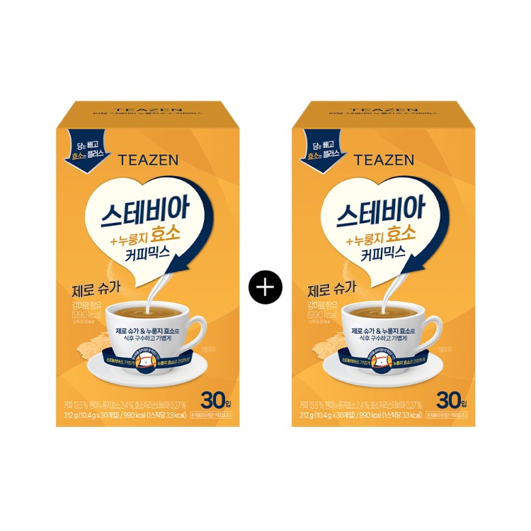 Teazen Стевия нурунги ферменты кофейный микс, 30 стиков, 2 упаковки
