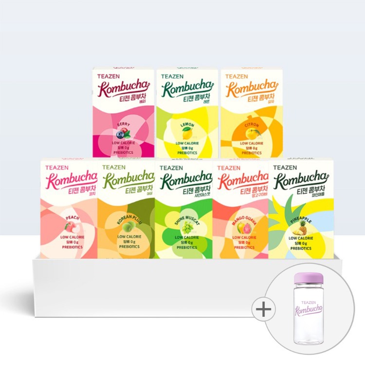 Teazen Комбуча ассорти, 80 стиков + бутылка, 8 упаковок