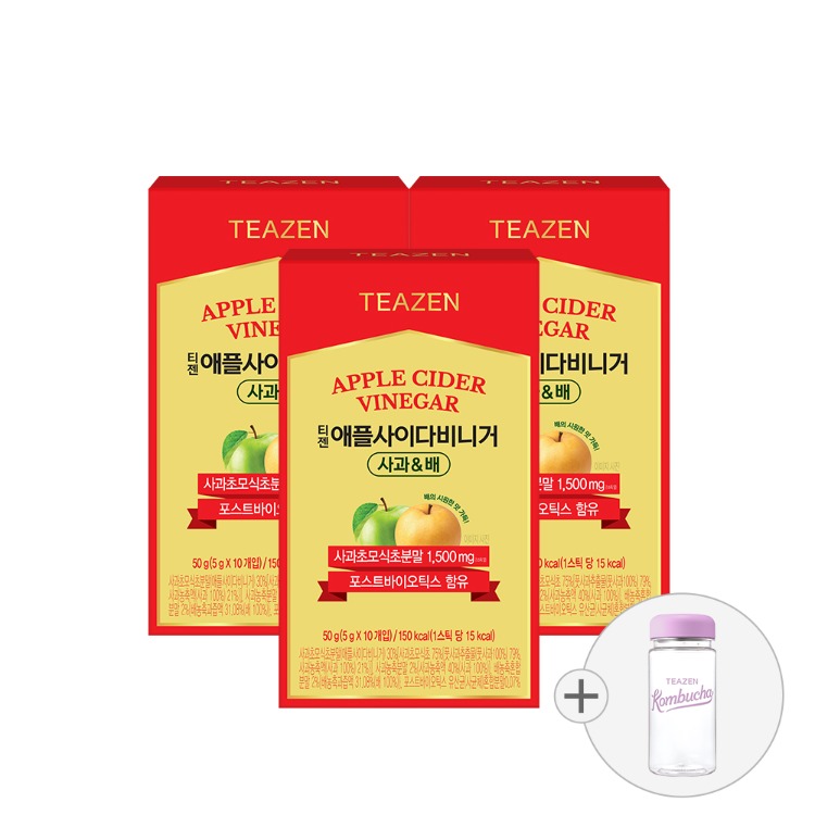 Teazen Яблочный уксус Яблоко & Груша, 10 стиков, 3 упаковки + бутылка