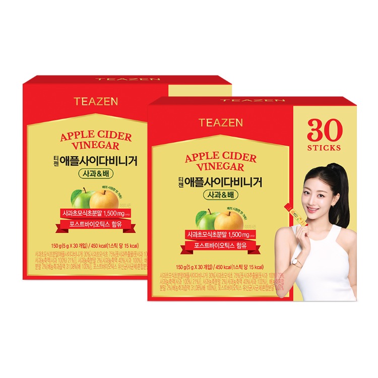 Teazen яблочный уксус яблоко и груша, 30 стиков x 2 упаковки