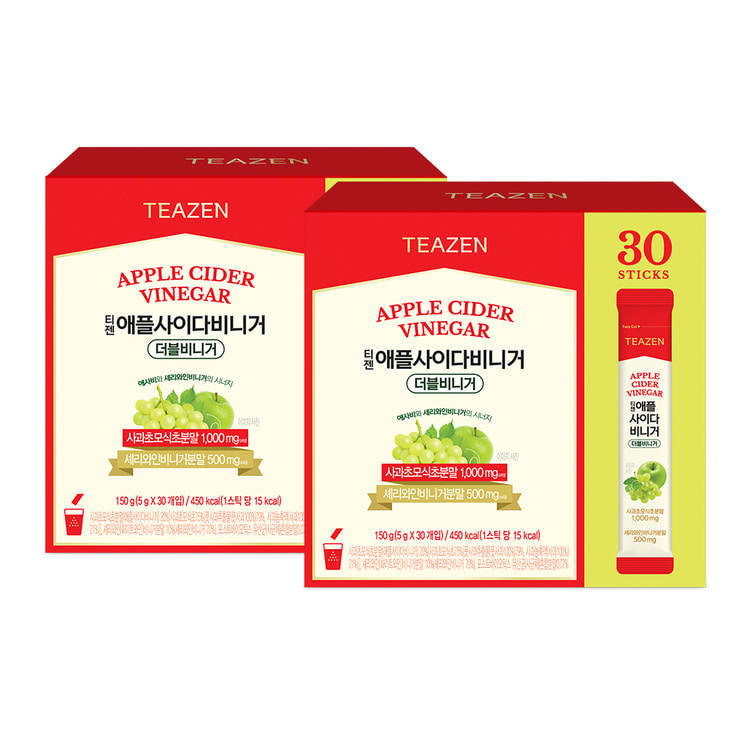 Teazen яблочный уксус двойной, стики, 2 упаковки по 30 шт