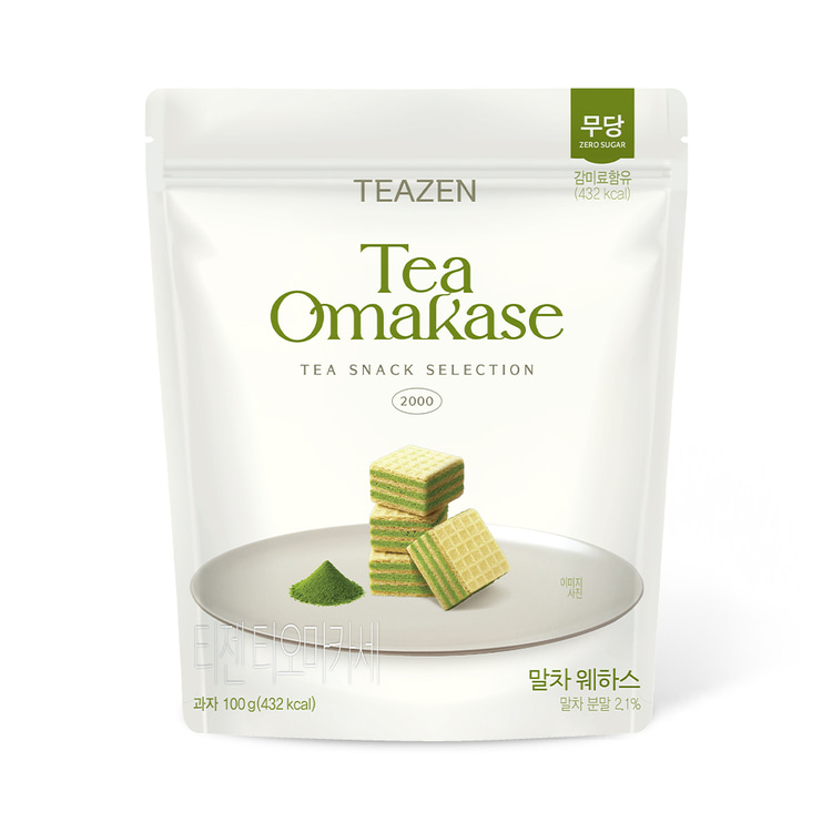 Teazen Tio макадамия матча вафли, 100г, без сахара