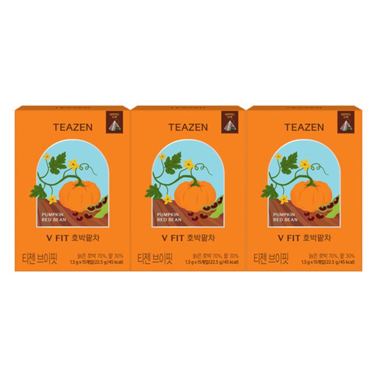 Teazen V-Fit тыква и красная фасоль чай, 15 чайных пакетиков, 3 упаковки