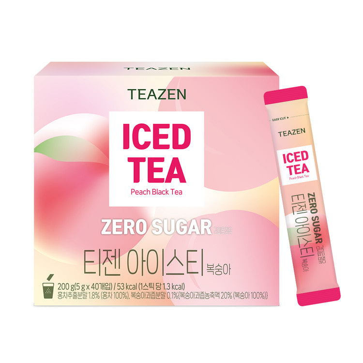 Teazen Ледяной чай без сахара со вкусом персика, 40 стиков