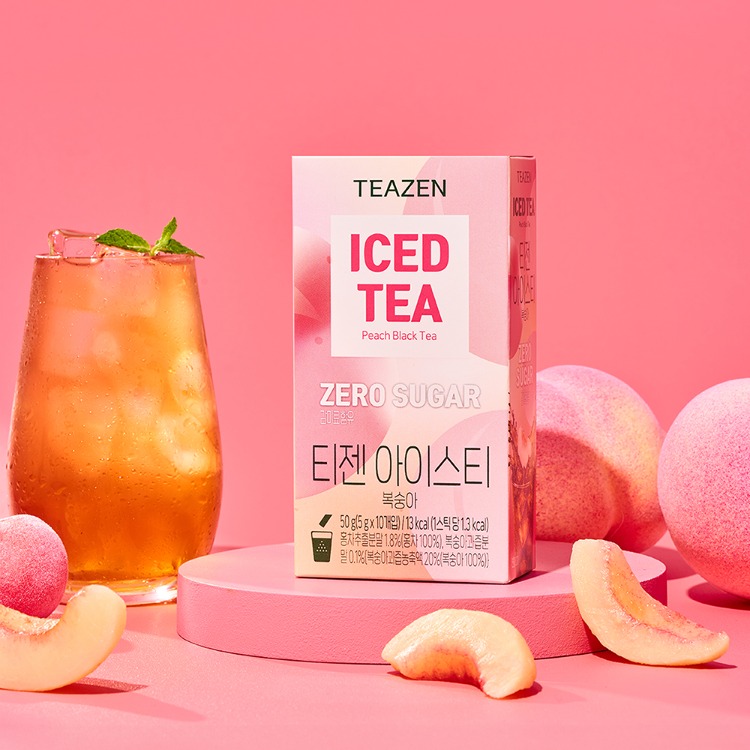 Teazen Ледяной чай со вкусом персика без сахара, 10 стиков