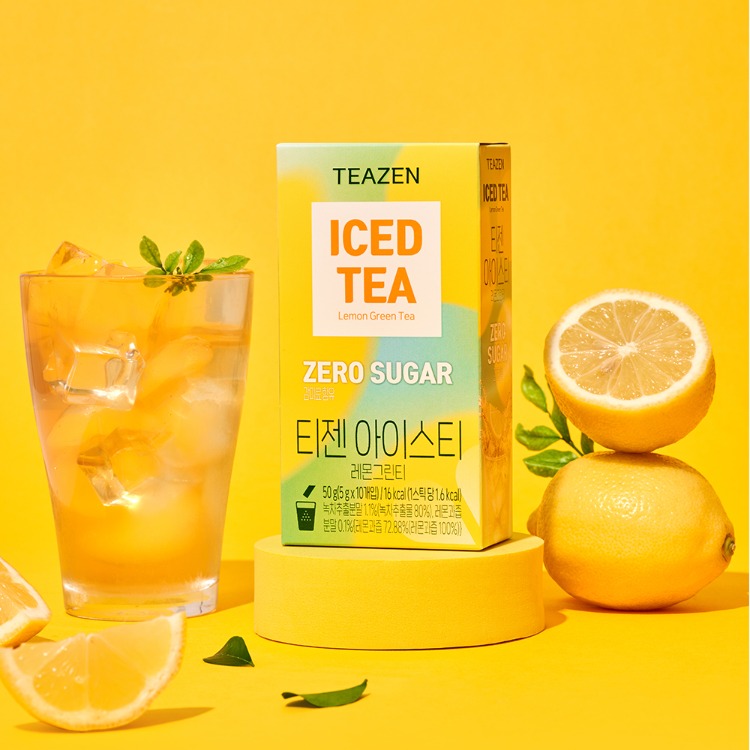 Teazen Ледяной чай без сахара лимон-зелёный чай, 10 стиков