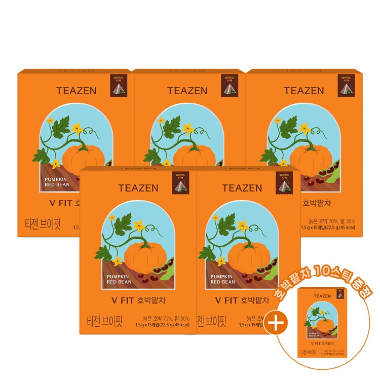 Teazen V-Fit тыквенно-красной фасолью чай, 90 чайных пакетиков, 6 упаковок