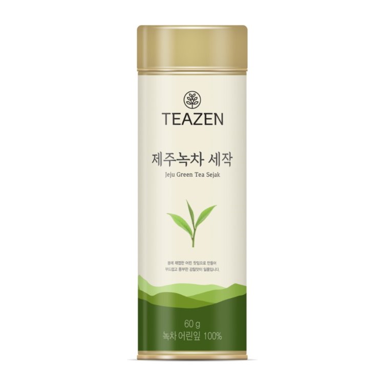 Teazen Зелёный чай острова Чеджу, листья, 60 г, жестяная банка